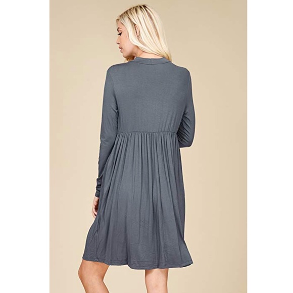 PATRICIA BABY DOLL SWING DRESS LONG SLEEVE POCKETS - Picture 2 of 4